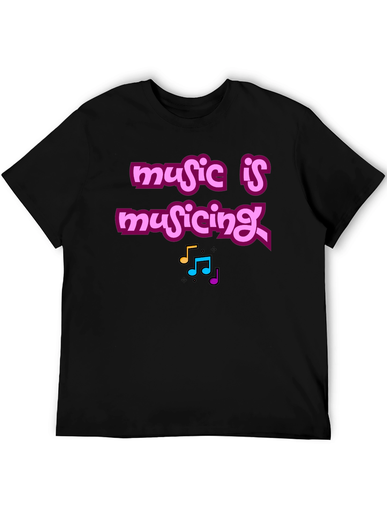Music Is Musicing Graphic Tee - Black Cotton T-Shirt