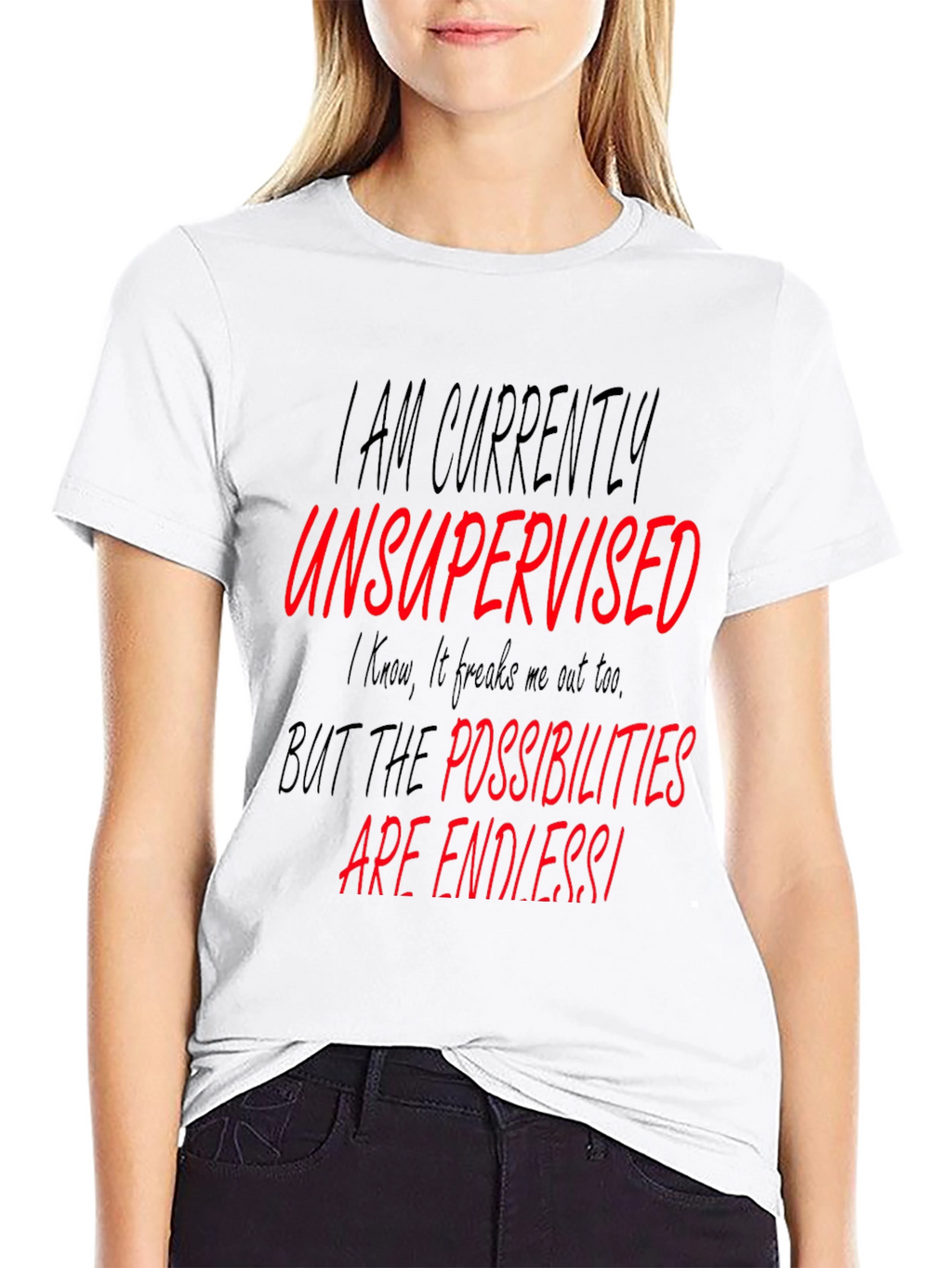 Unsupervised Black Graphic T-Shirt - Endless Possibilities!
