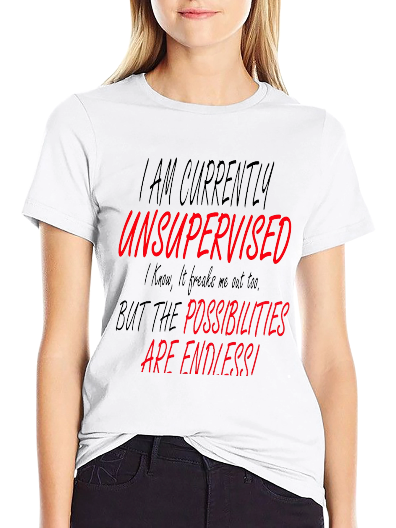Unsupervised Black Graphic T-Shirt - Endless Possibilities!