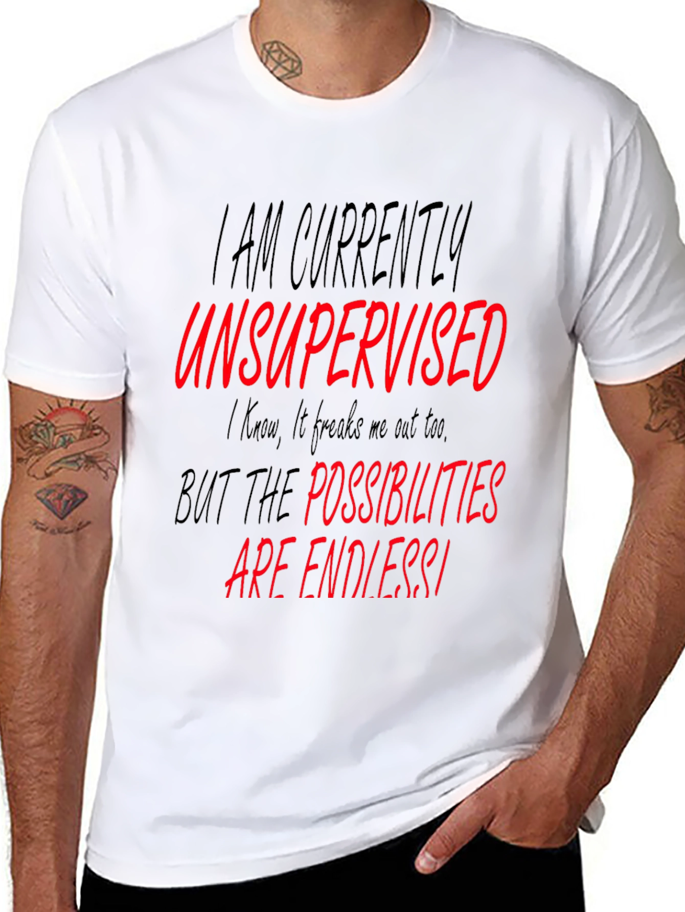Unsupervised Black Graphic T-Shirt - Endless Possibilities!