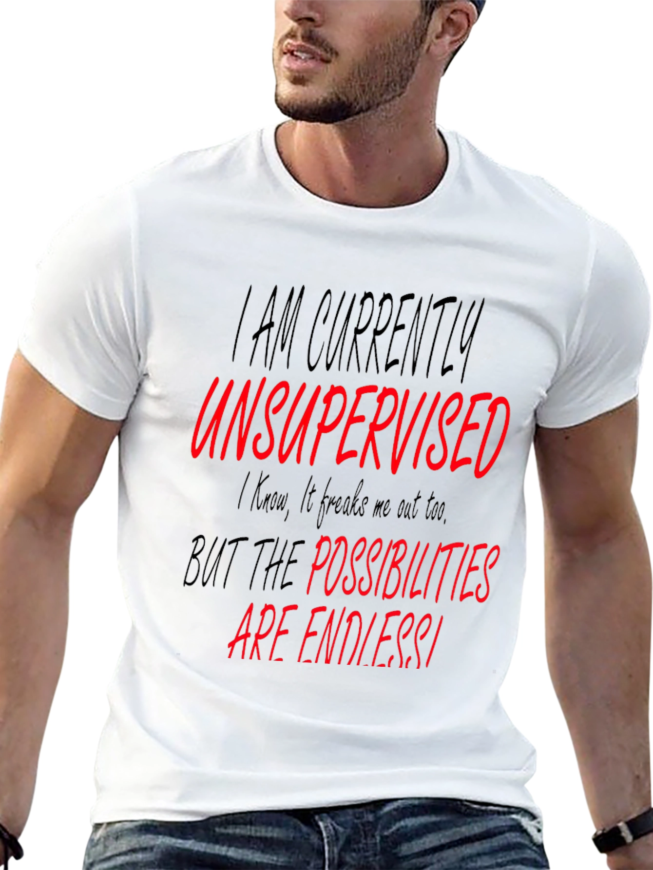 Unsupervised Black Graphic T-Shirt - Endless Possibilities!