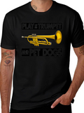 Play Trumpet and Pet Dogs Black T-Shirt