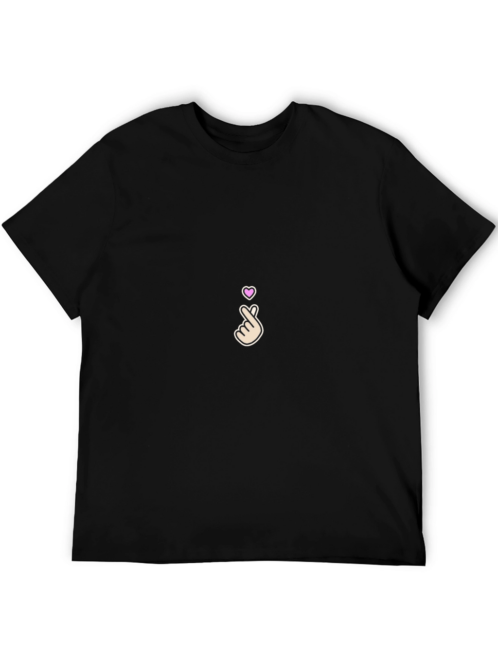 Finger Heart Gesture Graphic Tee - Black