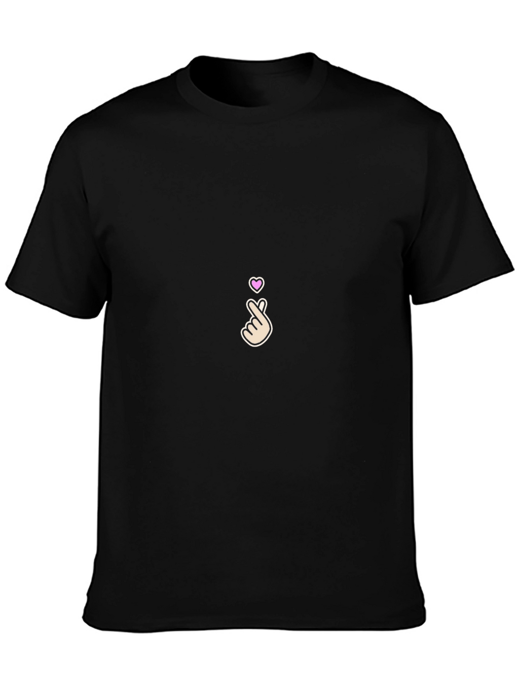 Finger Heart Gesture Graphic Tee - Black