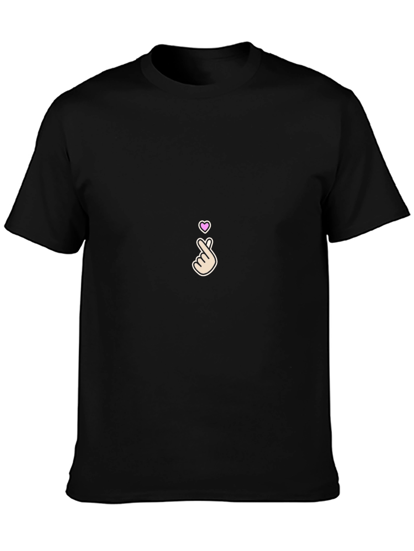 Finger Heart Gesture Graphic Tee - Black