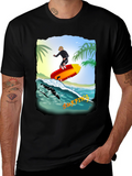 Surfing Graphic Print T-Shirt