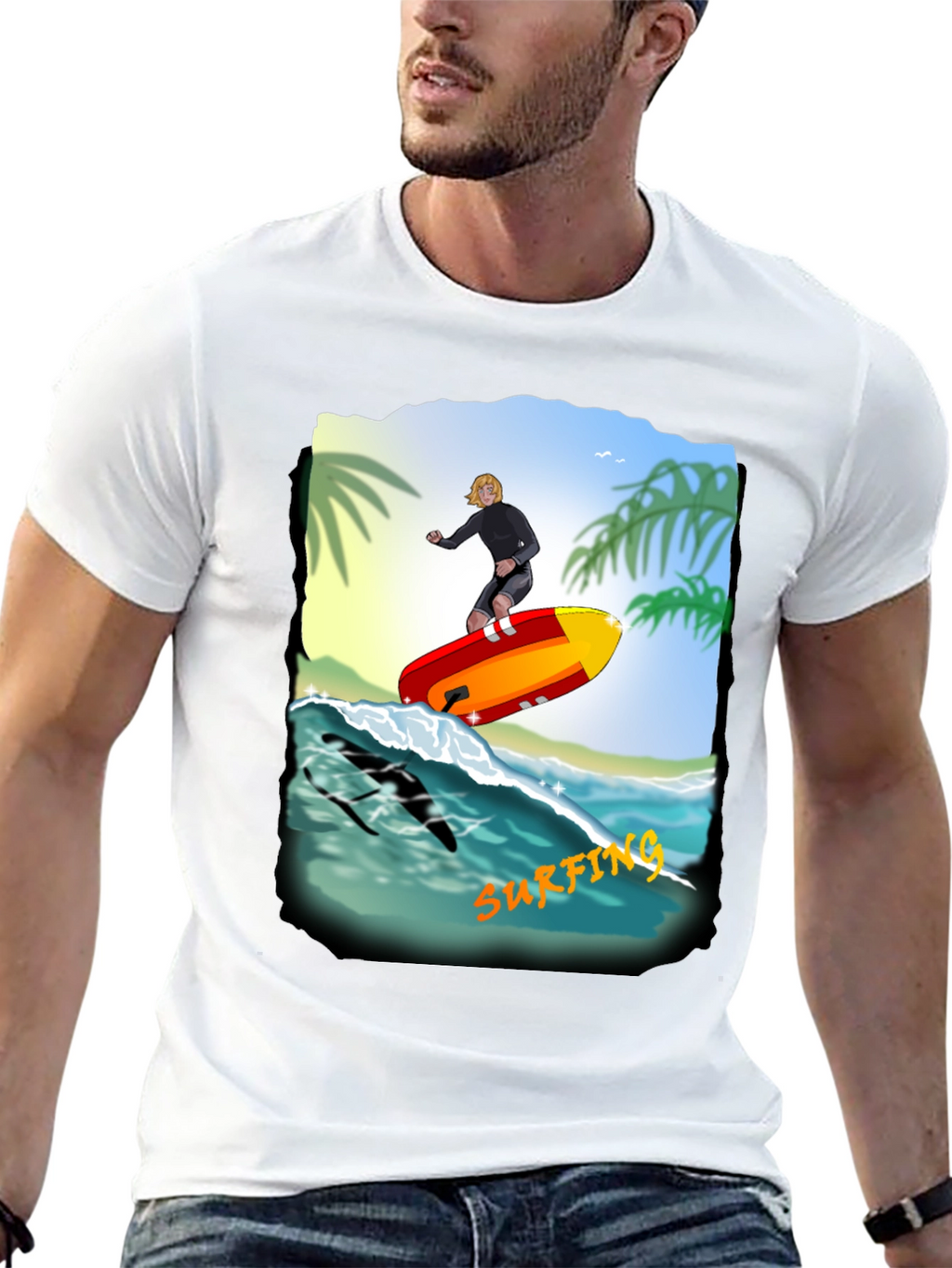 Surfing Graphic Print T-Shirt