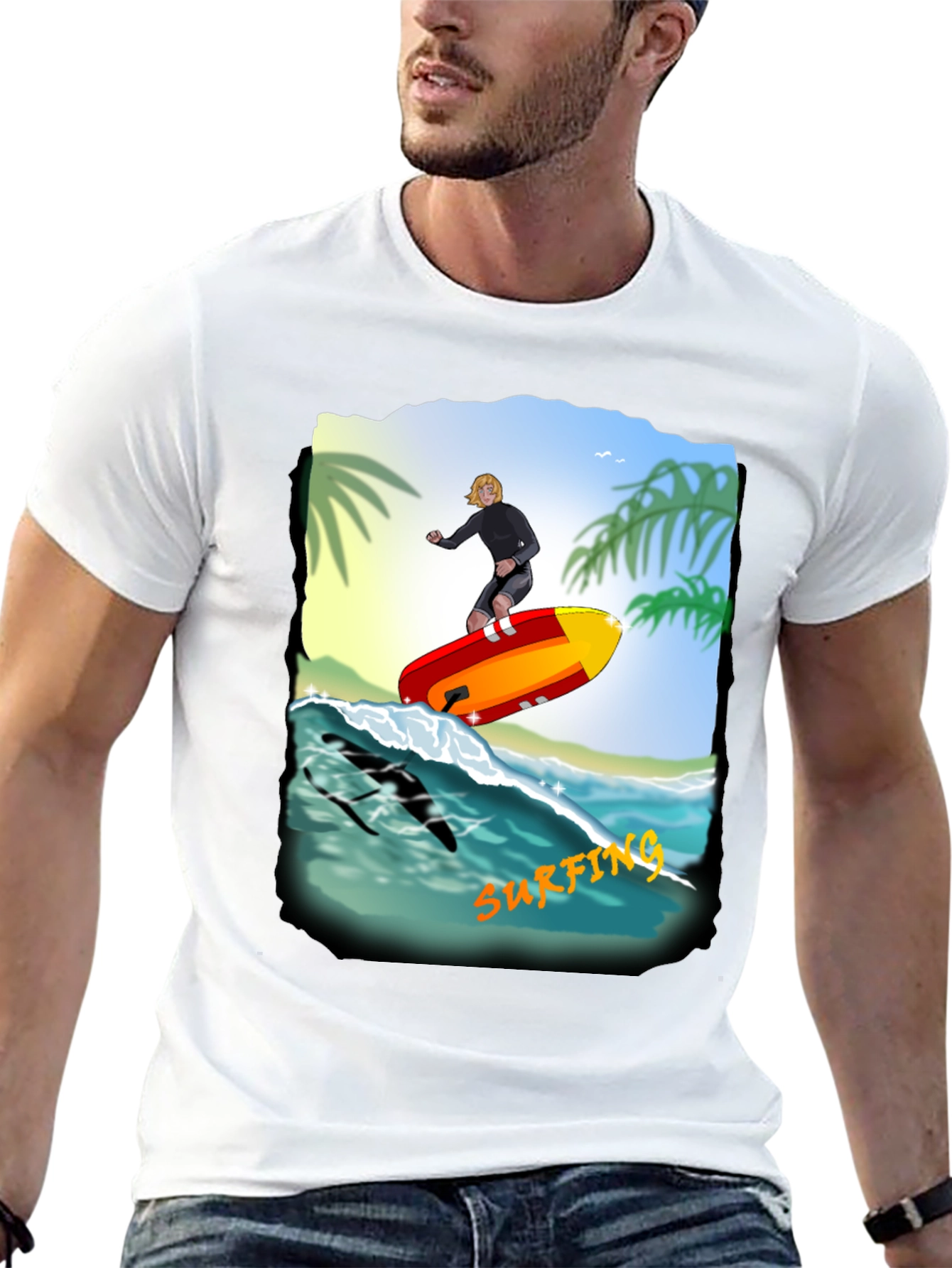 Surfing Graphic Print T-Shirt