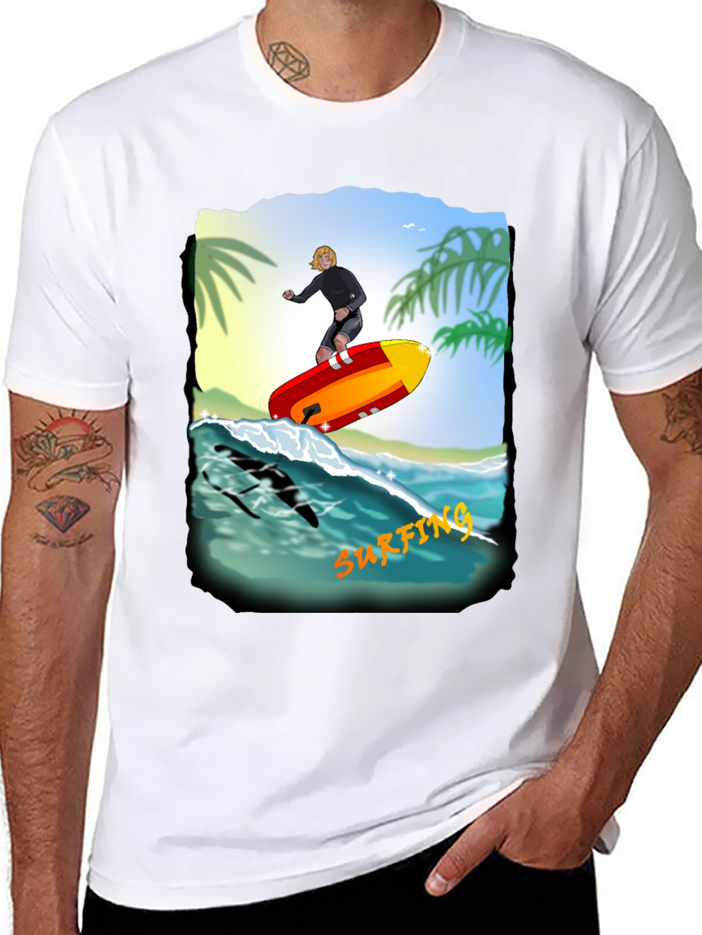 Surfing Graphic Print T-Shirt