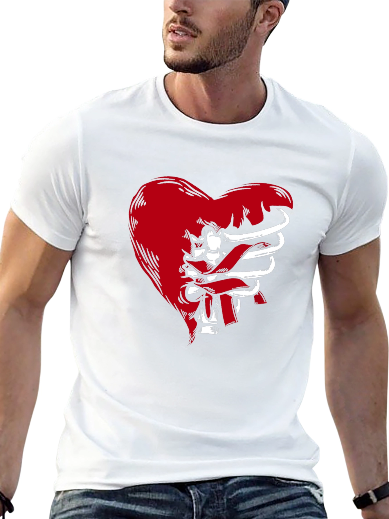 Heart Ribcage Graphic T-Shirt - Edgy Style