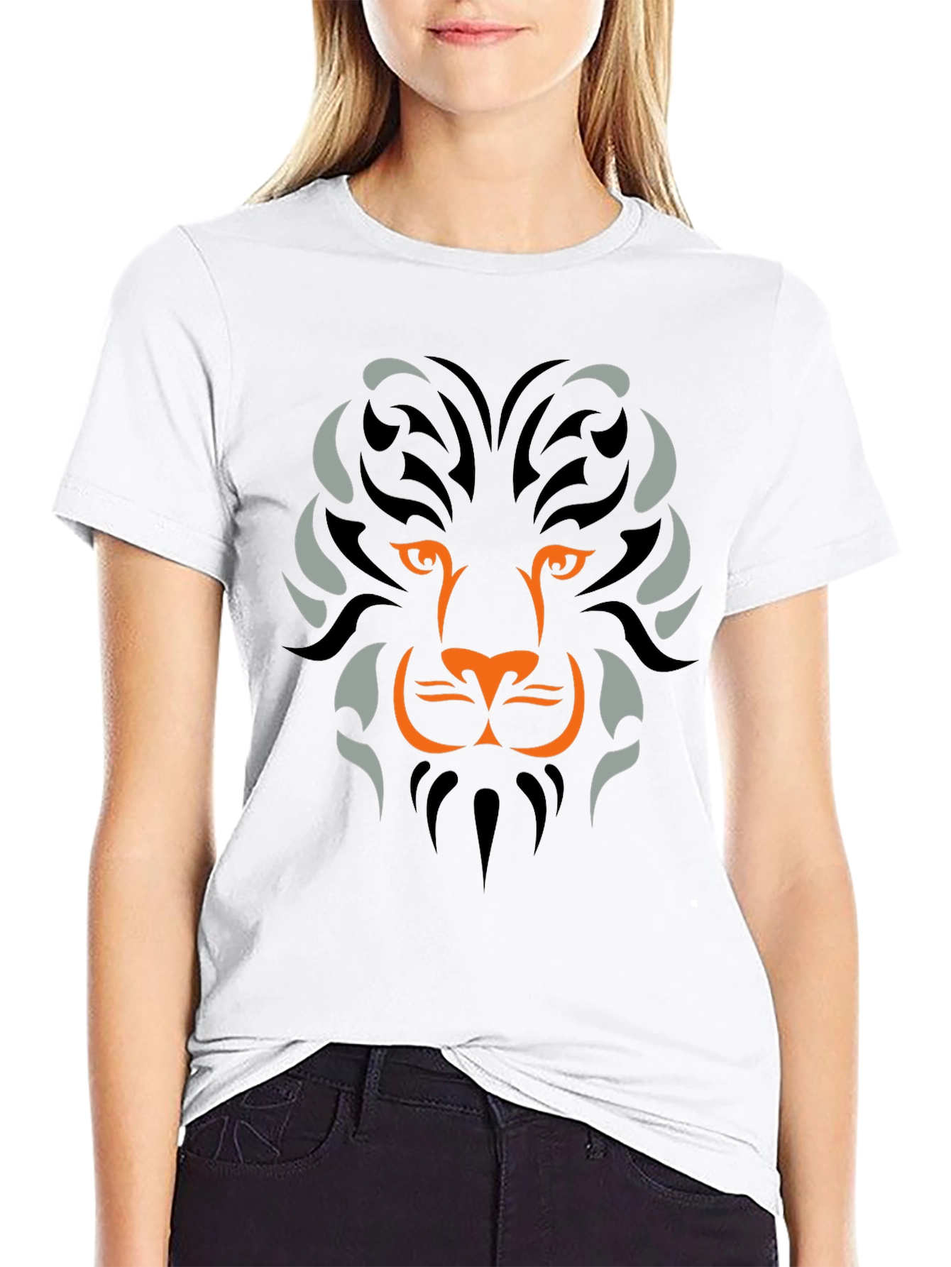 Lion Tribal Graphic Mens Black T-Shirt