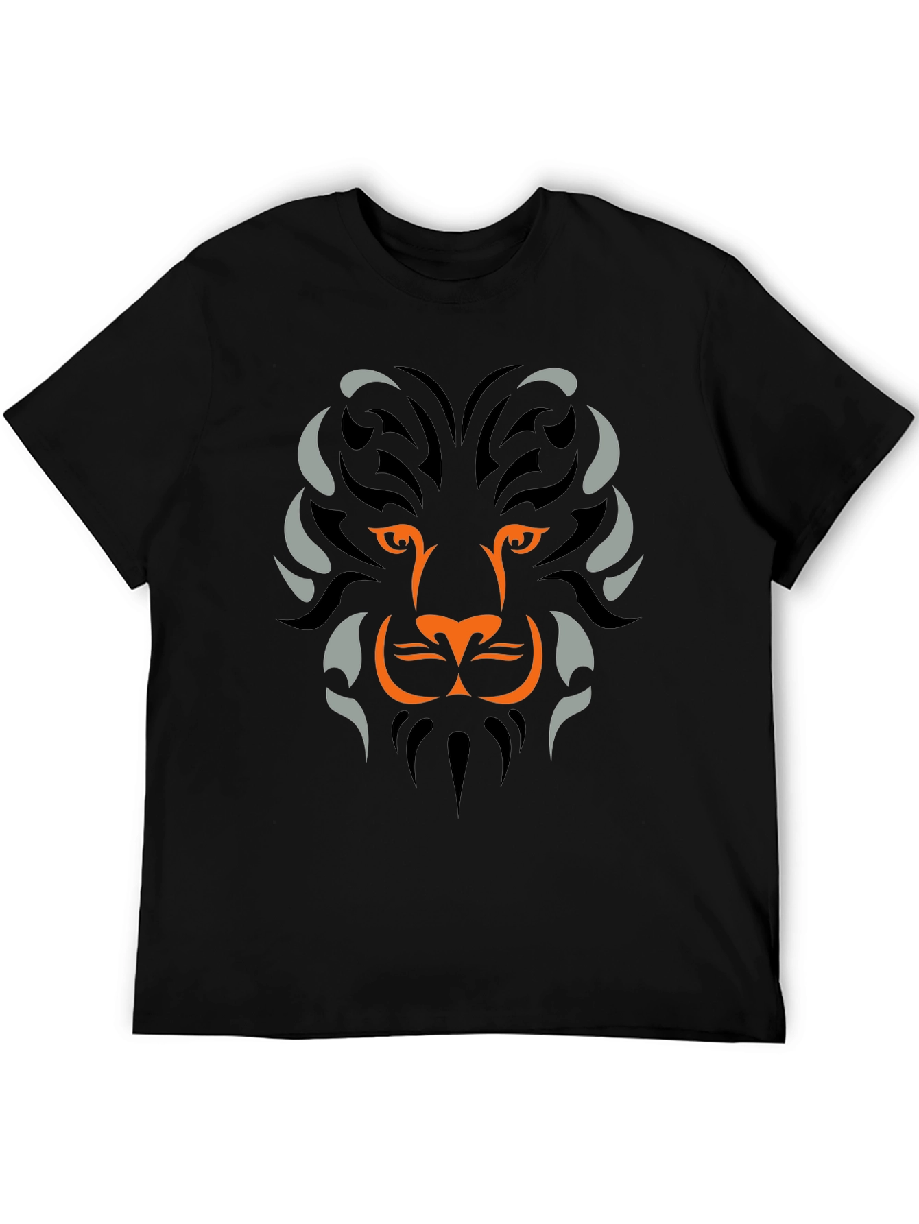 Lion Tribal Graphic Mens Black T-Shirt