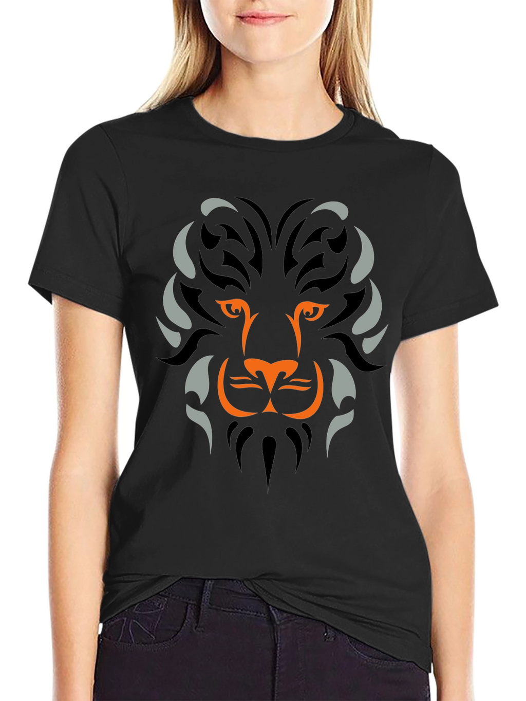 Lion Tribal Graphic Mens Black T-Shirt