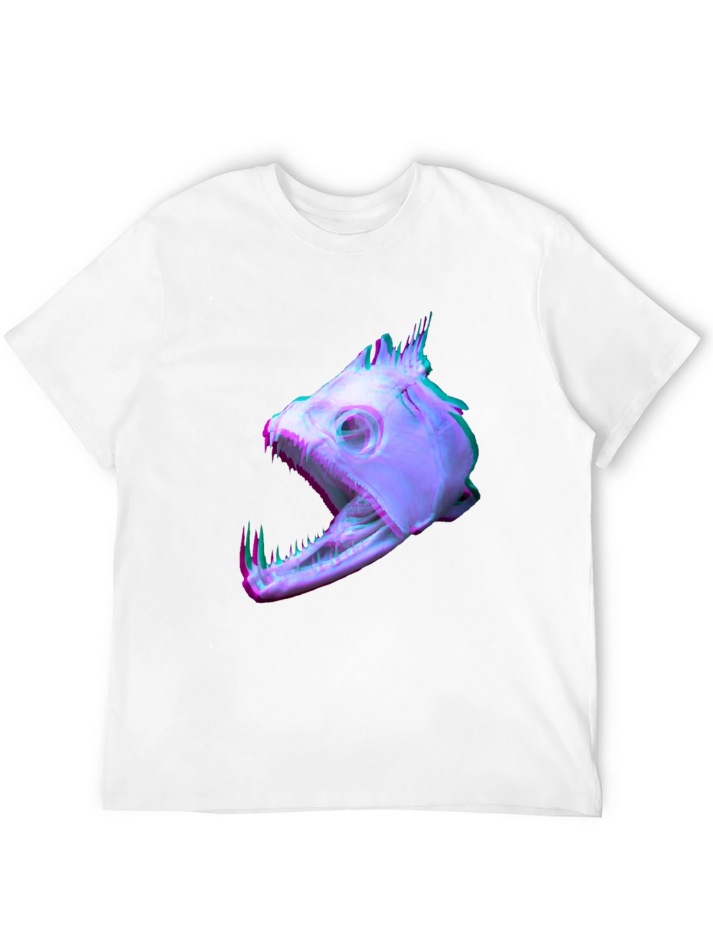 Unique Fish Skull Graphic Print Black T-Shirt