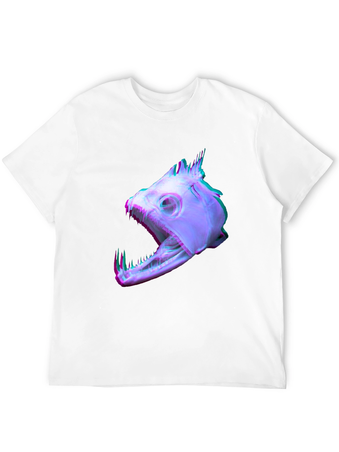 Unique Fish Skull Graphic Print Black T-Shirt