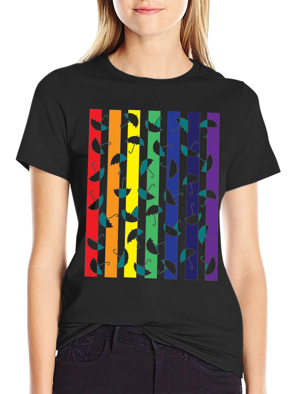 Rainbow Stripe Umbrella Graphic Tee