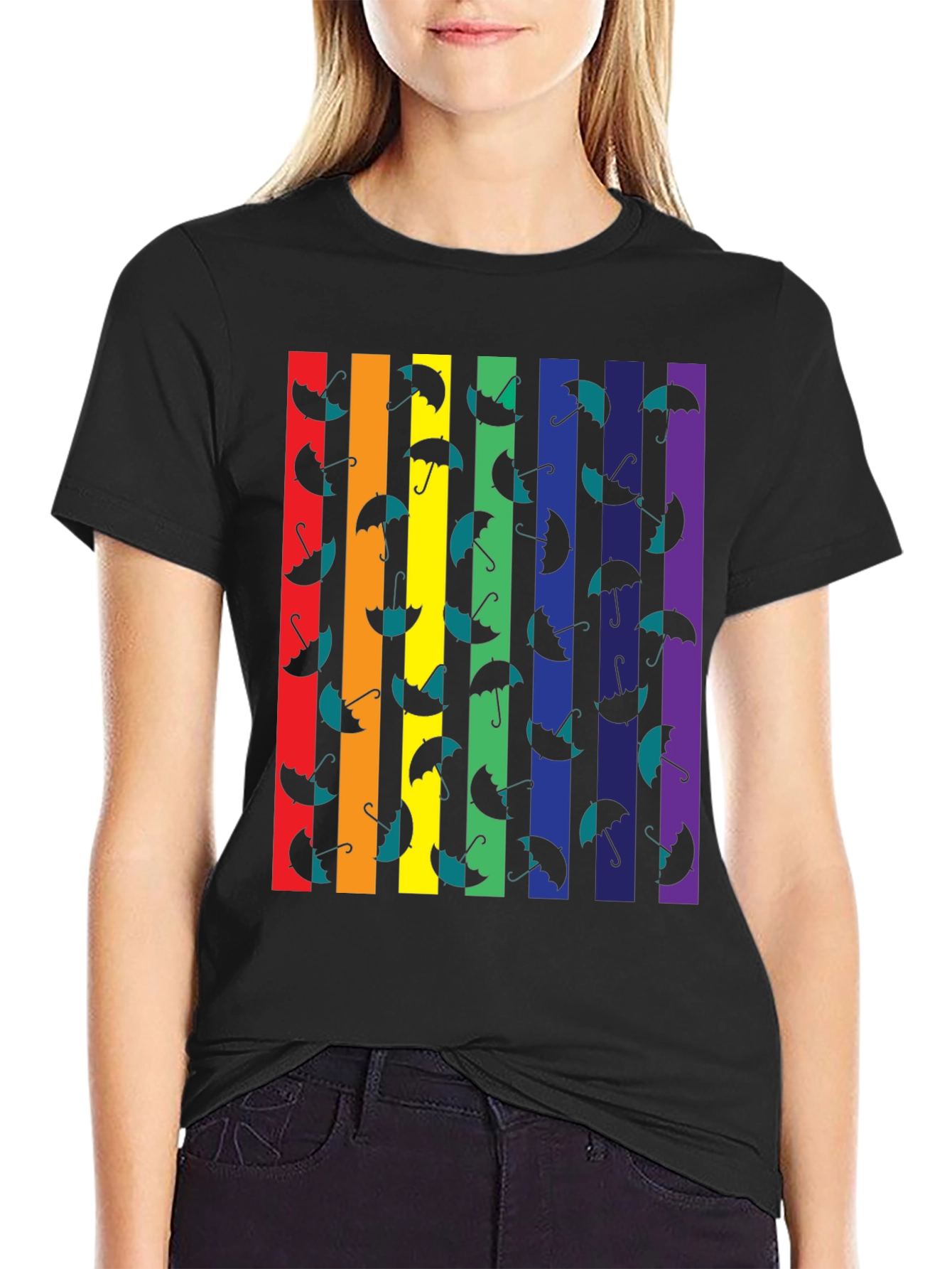 Rainbow Stripe Umbrella Graphic Tee