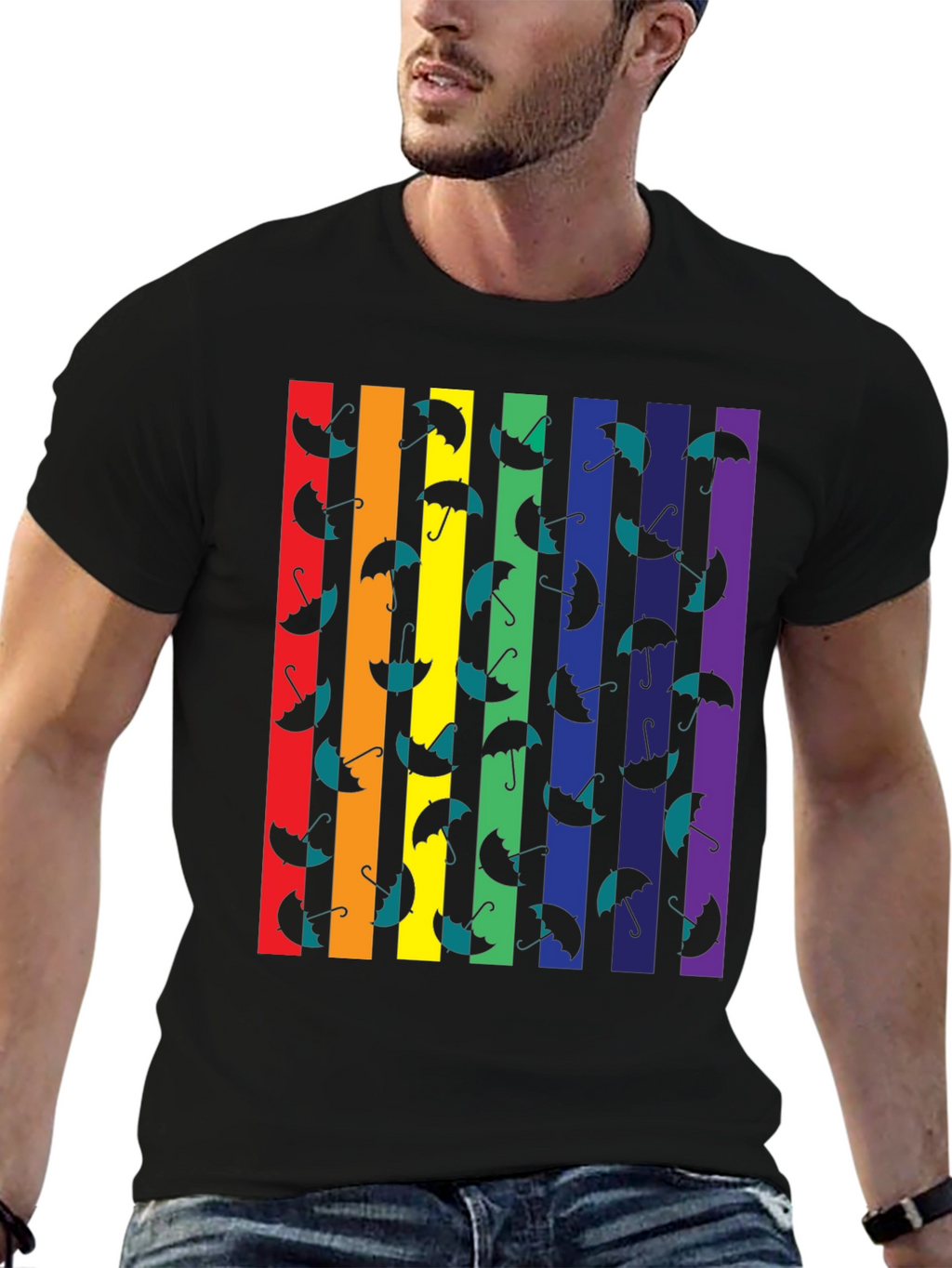 Rainbow Stripe Umbrella Graphic Tee