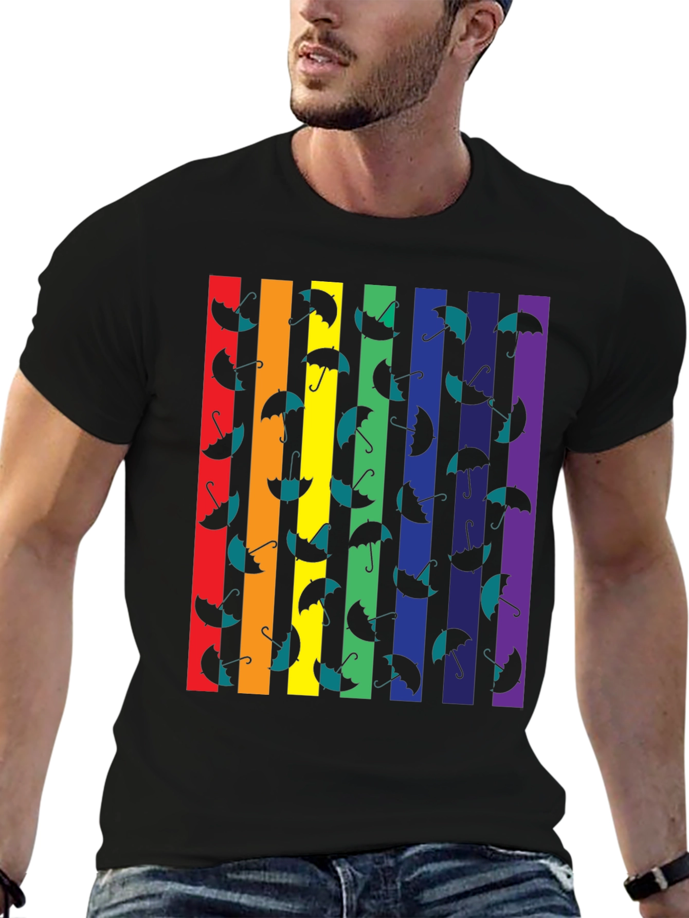 Rainbow Stripe Umbrella Graphic Tee