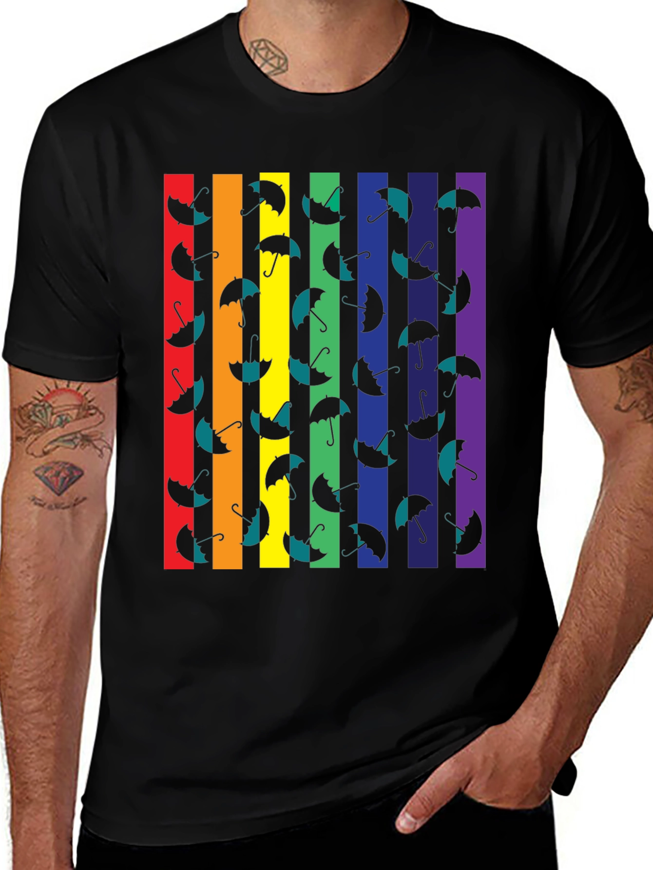 Rainbow Stripe Umbrella Graphic Tee