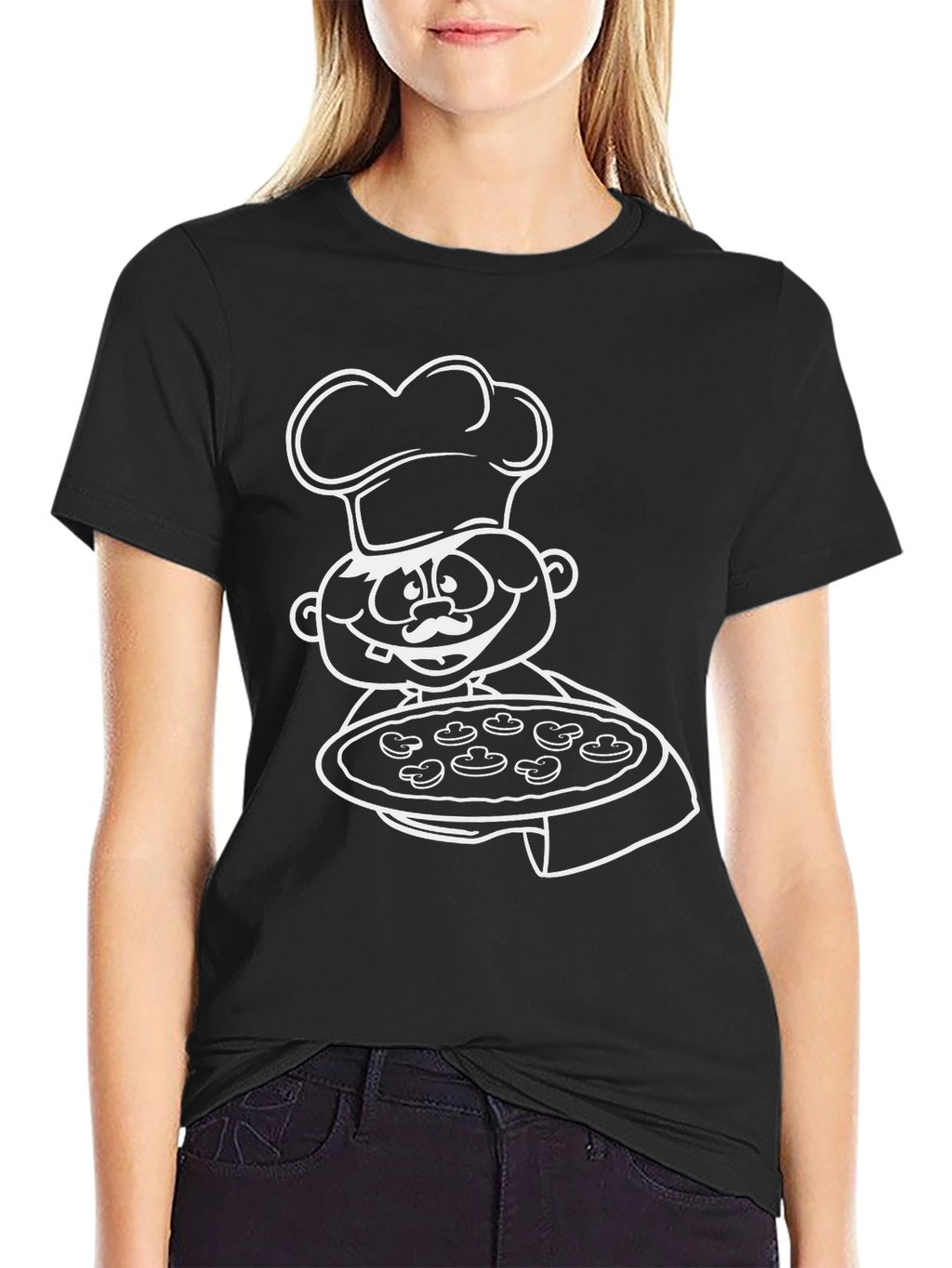Pizza Chef Graphic Tee - Black Cotton T-Shirt
