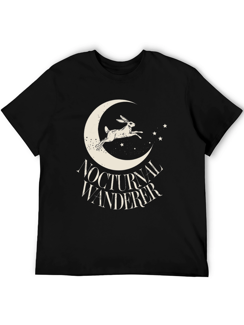 Nocturnal Wanderer Graphic Tee - Black Cotton Shirt