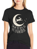 Nocturnal Wanderer Graphic Tee - Black Cotton Shirt