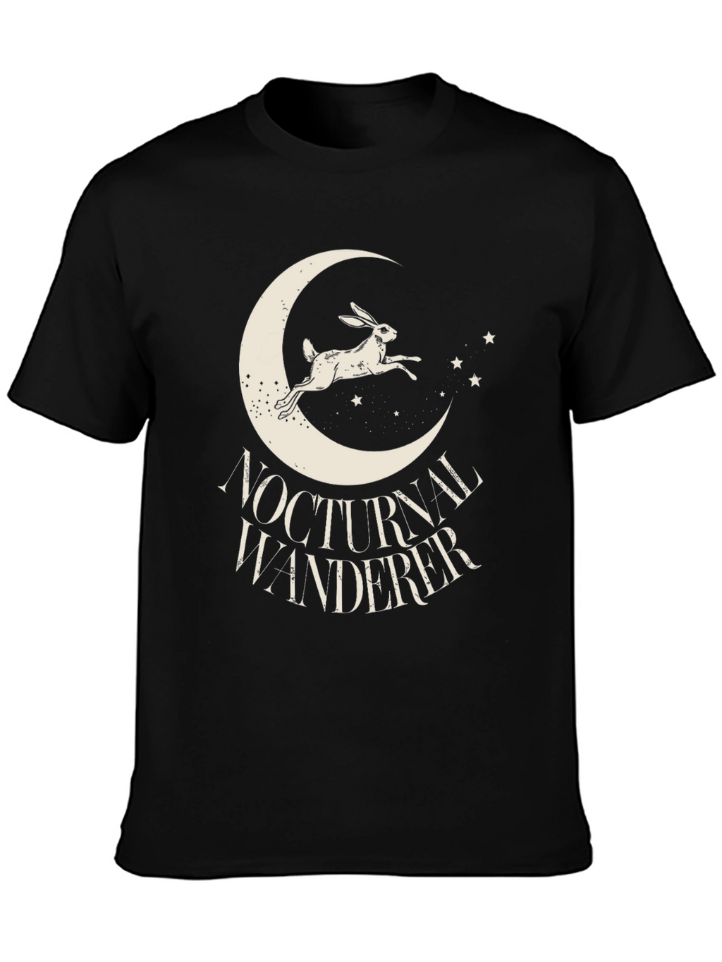 Nocturnal Wanderer Graphic Tee - Black Cotton Shirt
