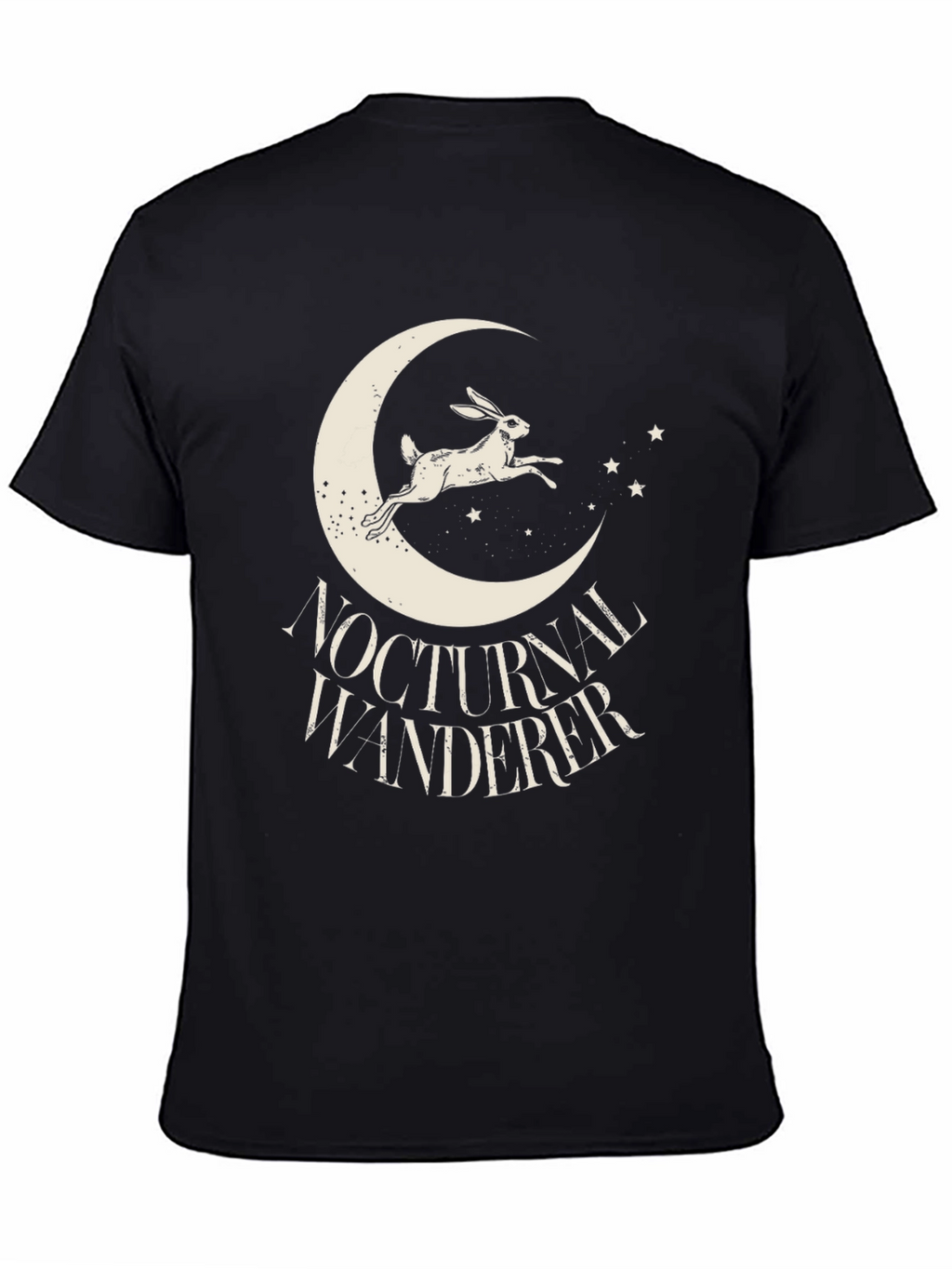 Nocturnal Wanderer Graphic Tee - Black Cotton Shirt
