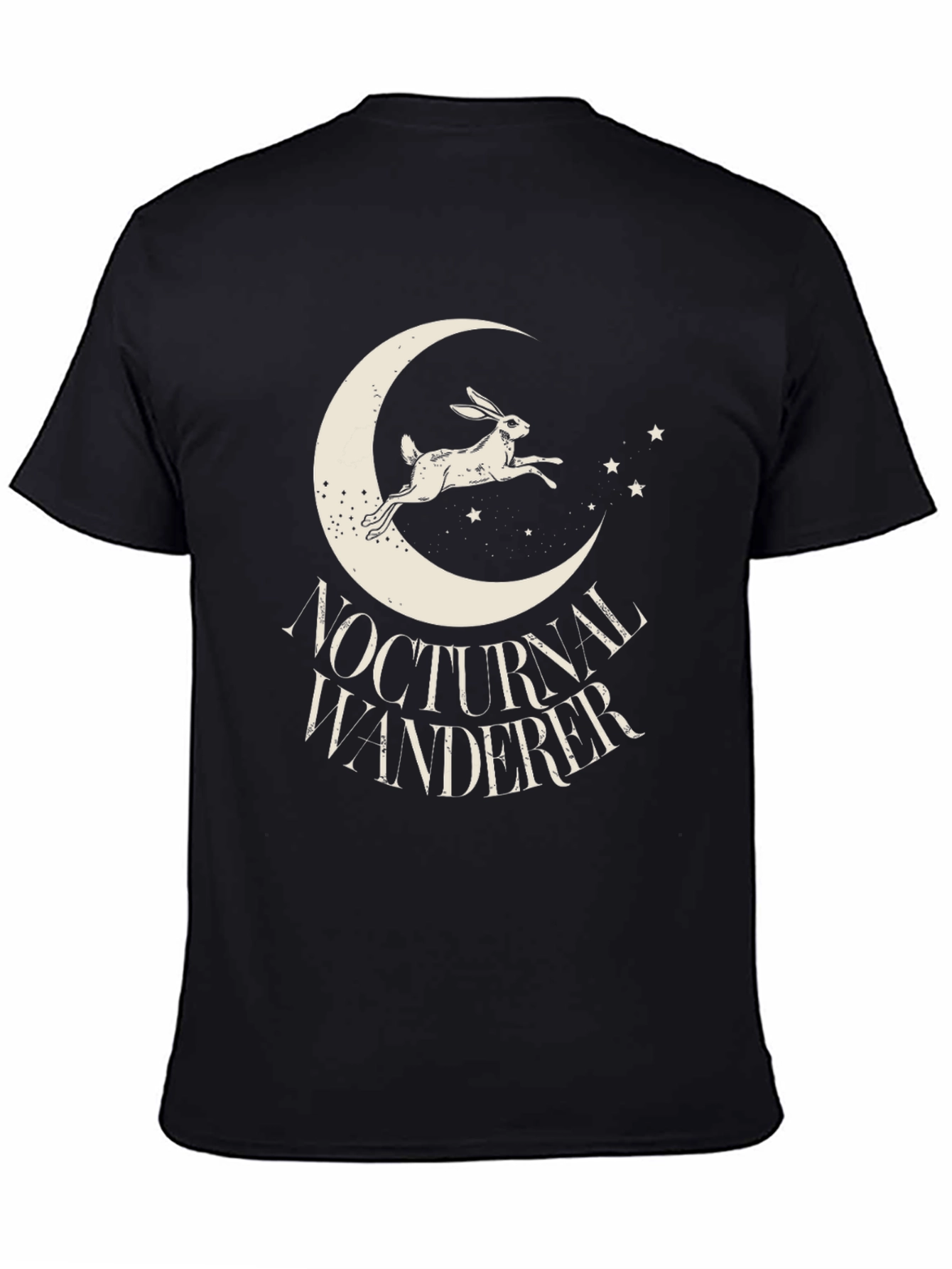 Nocturnal Wanderer Graphic Tee - Black Cotton Shirt