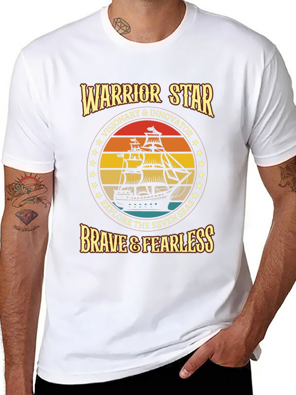 Warrior Star Graphic T-Shirt Brave & Fearless