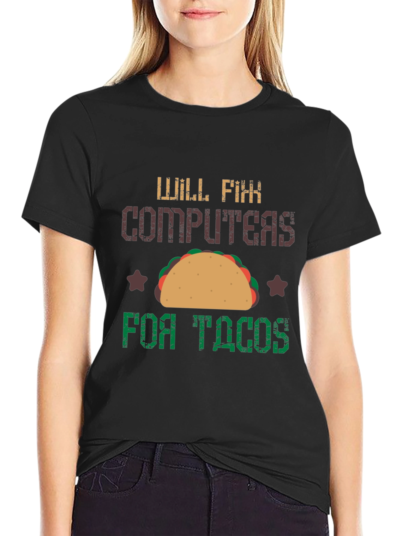 Will Fix Computers for Tacos Graphic T-Shirt
