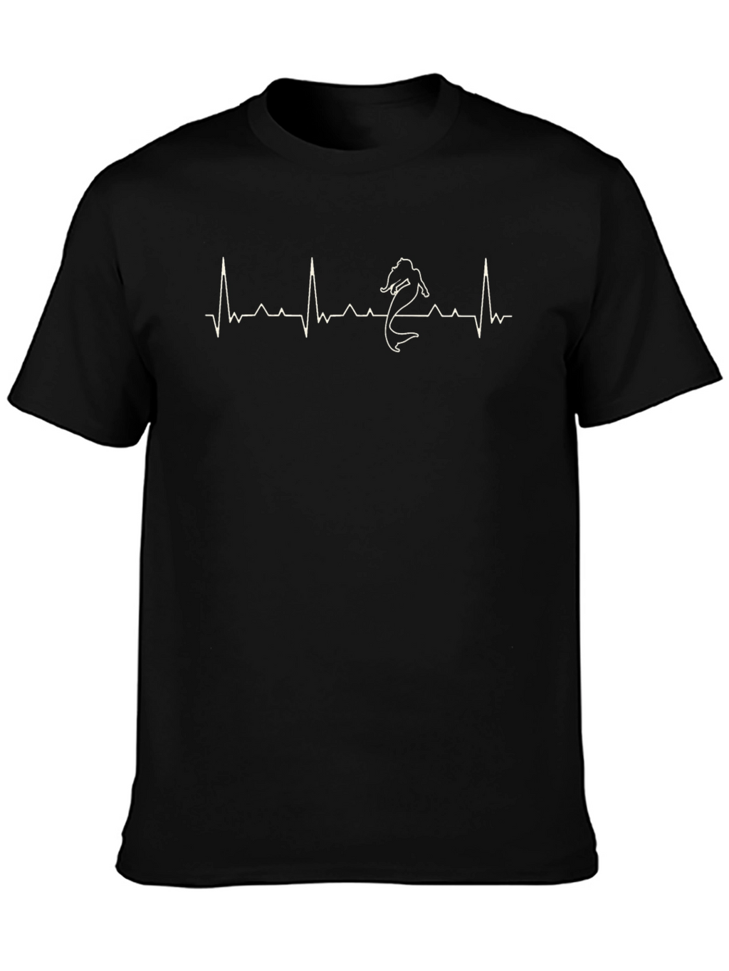 Mermaid Heartbeat T-Shirt - Black Graphic Tee