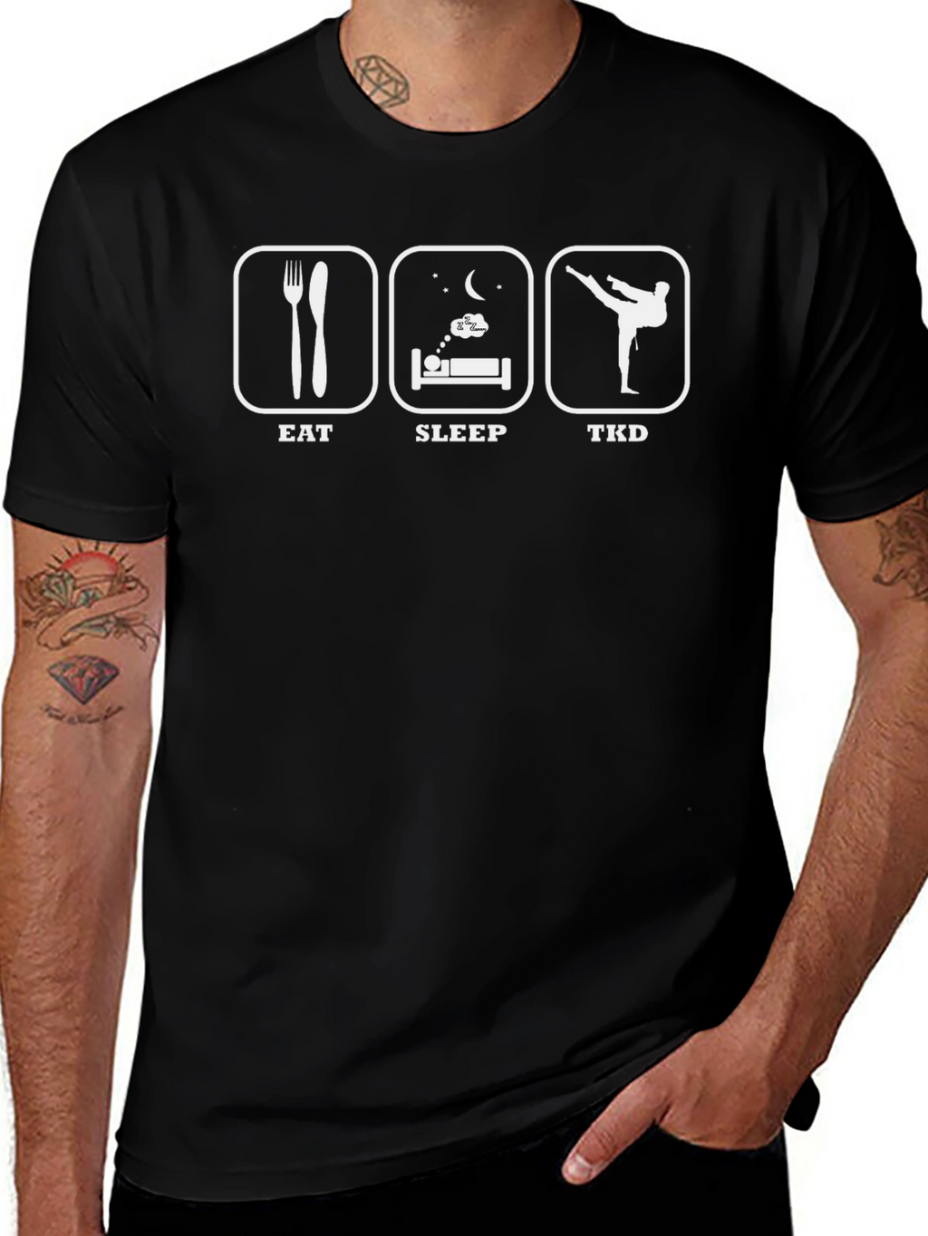 Eat Sleep TKD Black Graphic T-Shirt