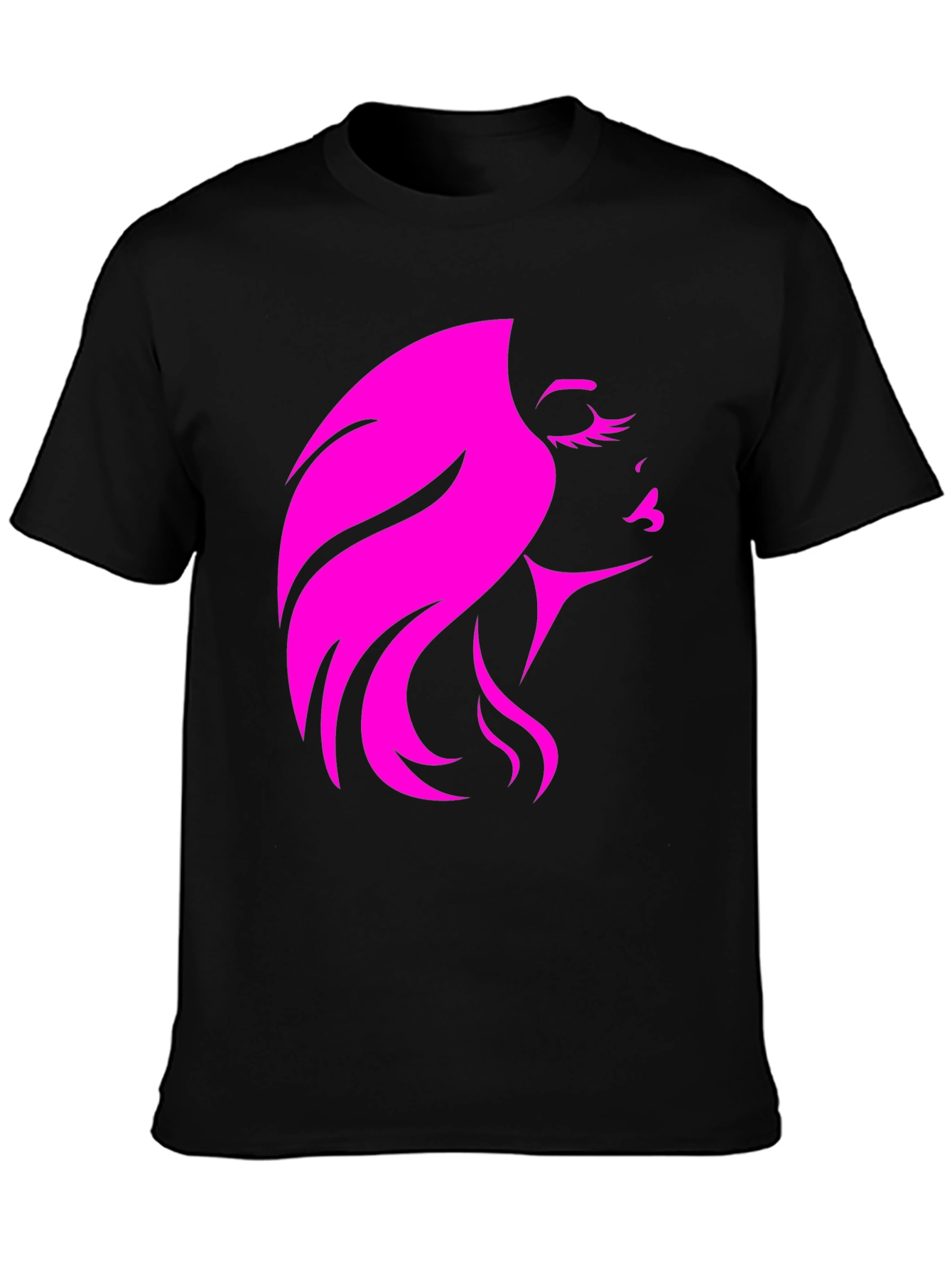 Stylish Woman Silhouette Graphic Black T-Shirt