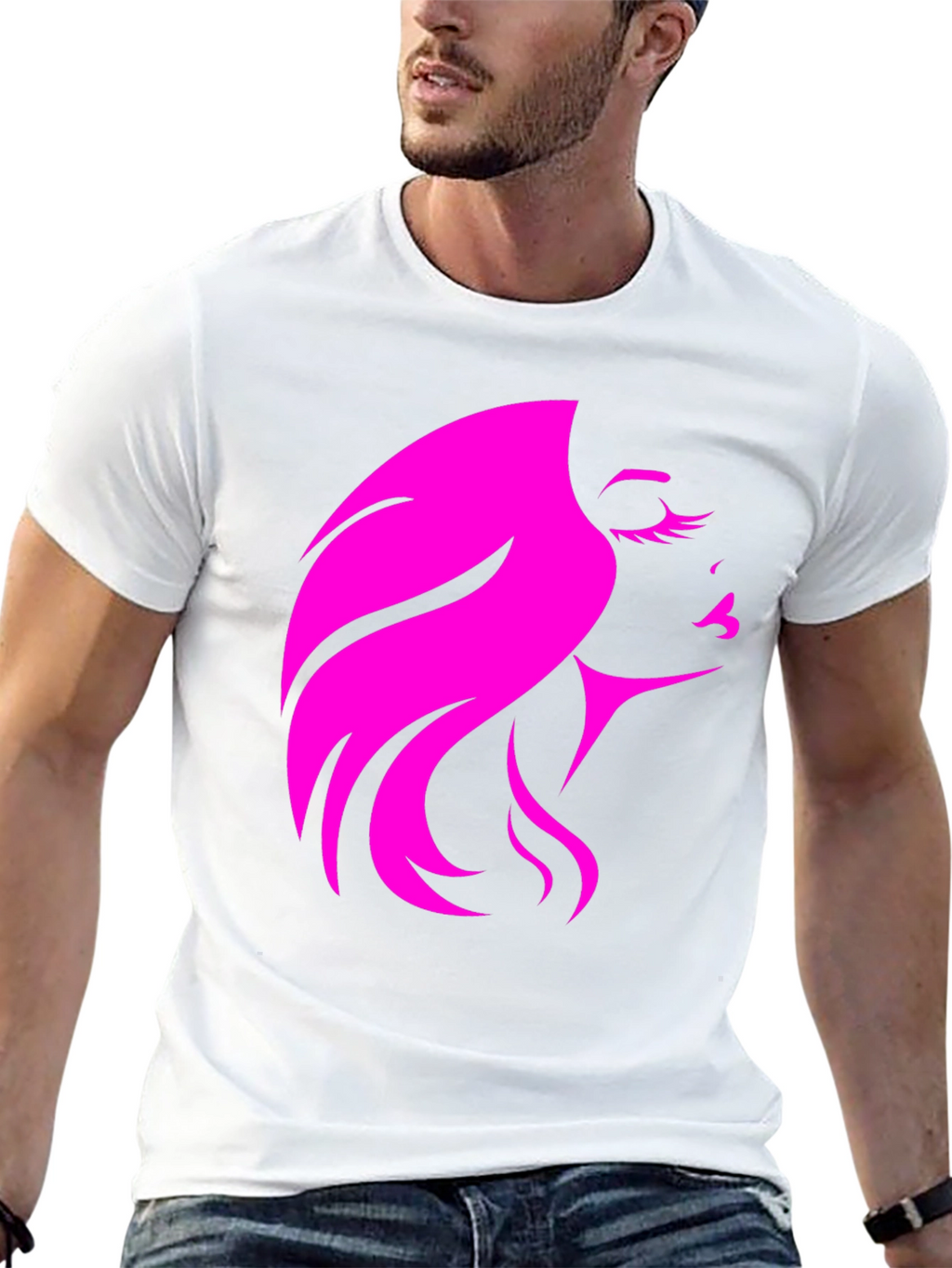 Stylish Woman Silhouette Graphic Black T-Shirt