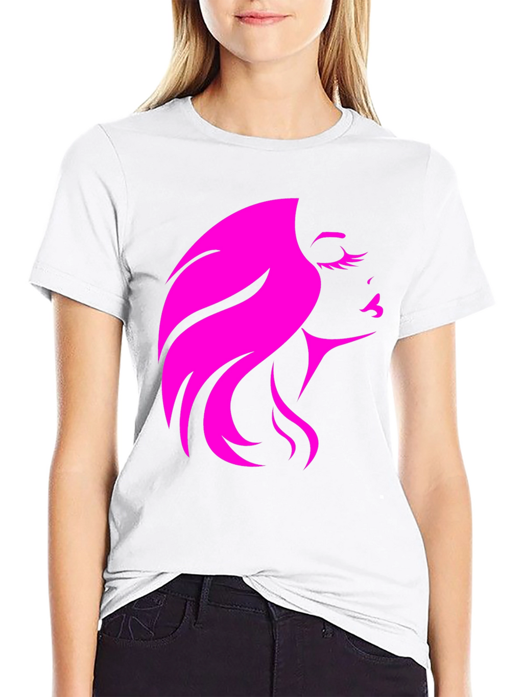 Stylish Woman Silhouette Graphic Black T-Shirt