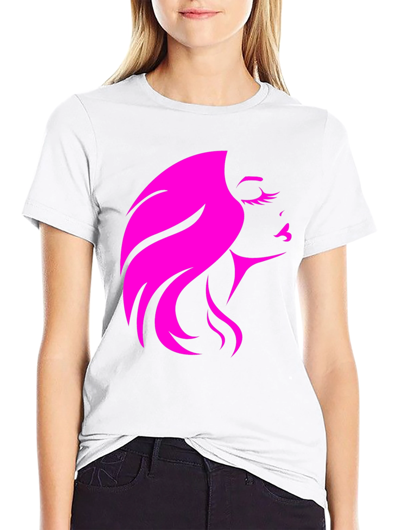 Stylish Woman Silhouette Graphic Black T-Shirt