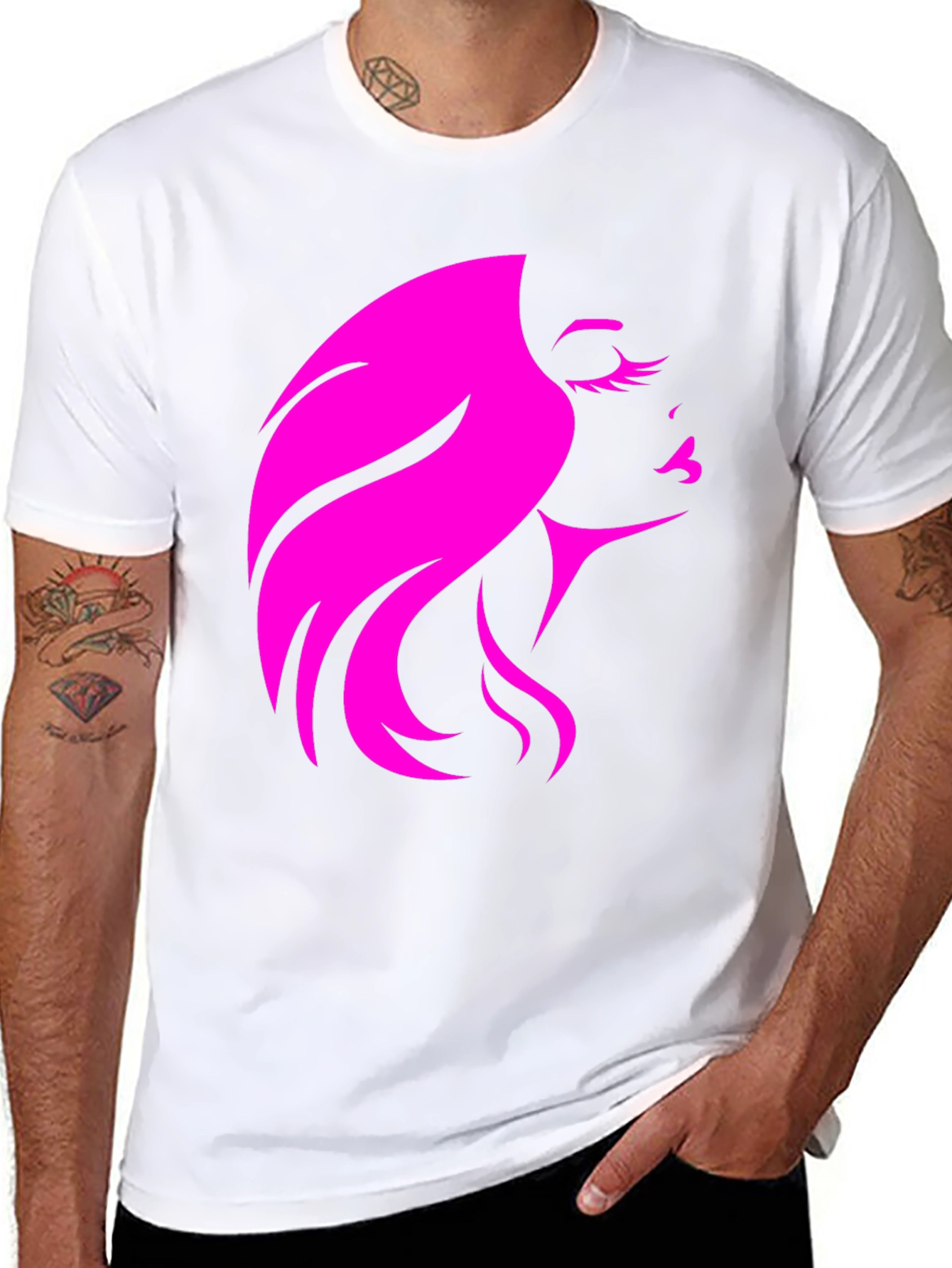 Stylish Woman Silhouette Graphic Black T-Shirt