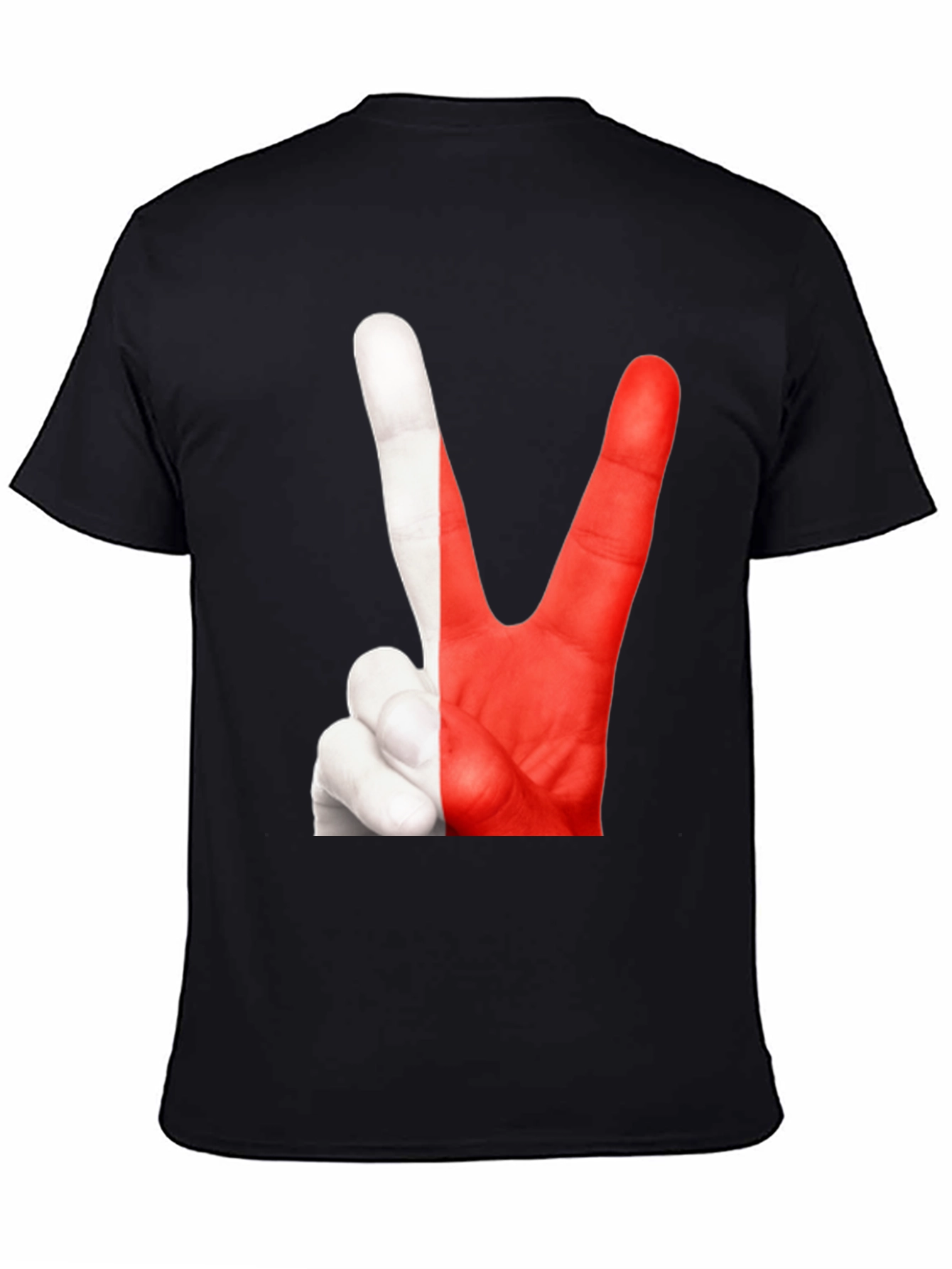 Peace Sign Hand T-Shirt - Poland Flag Colors