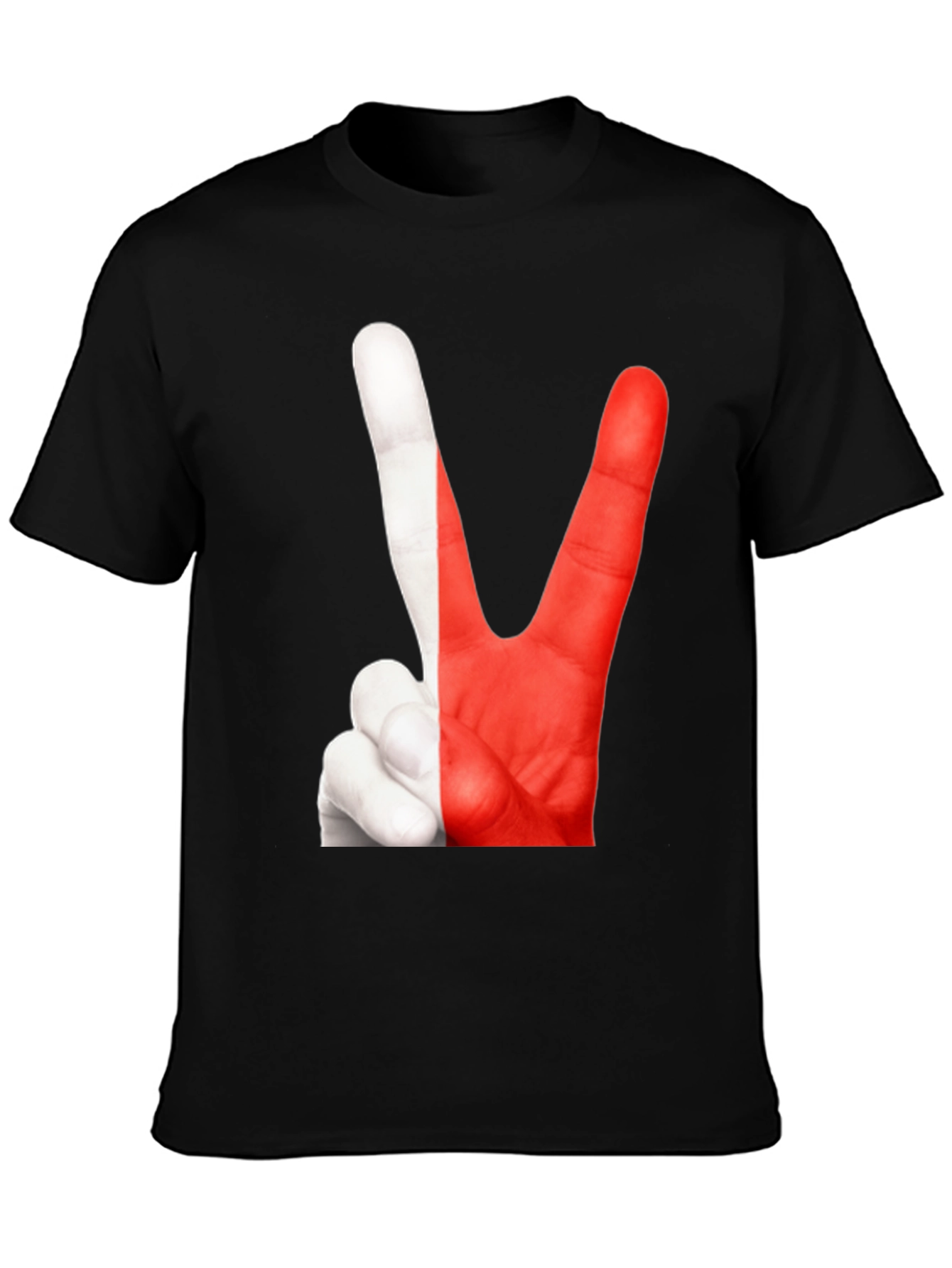 Peace Sign Hand T-Shirt - Poland Flag Colors
