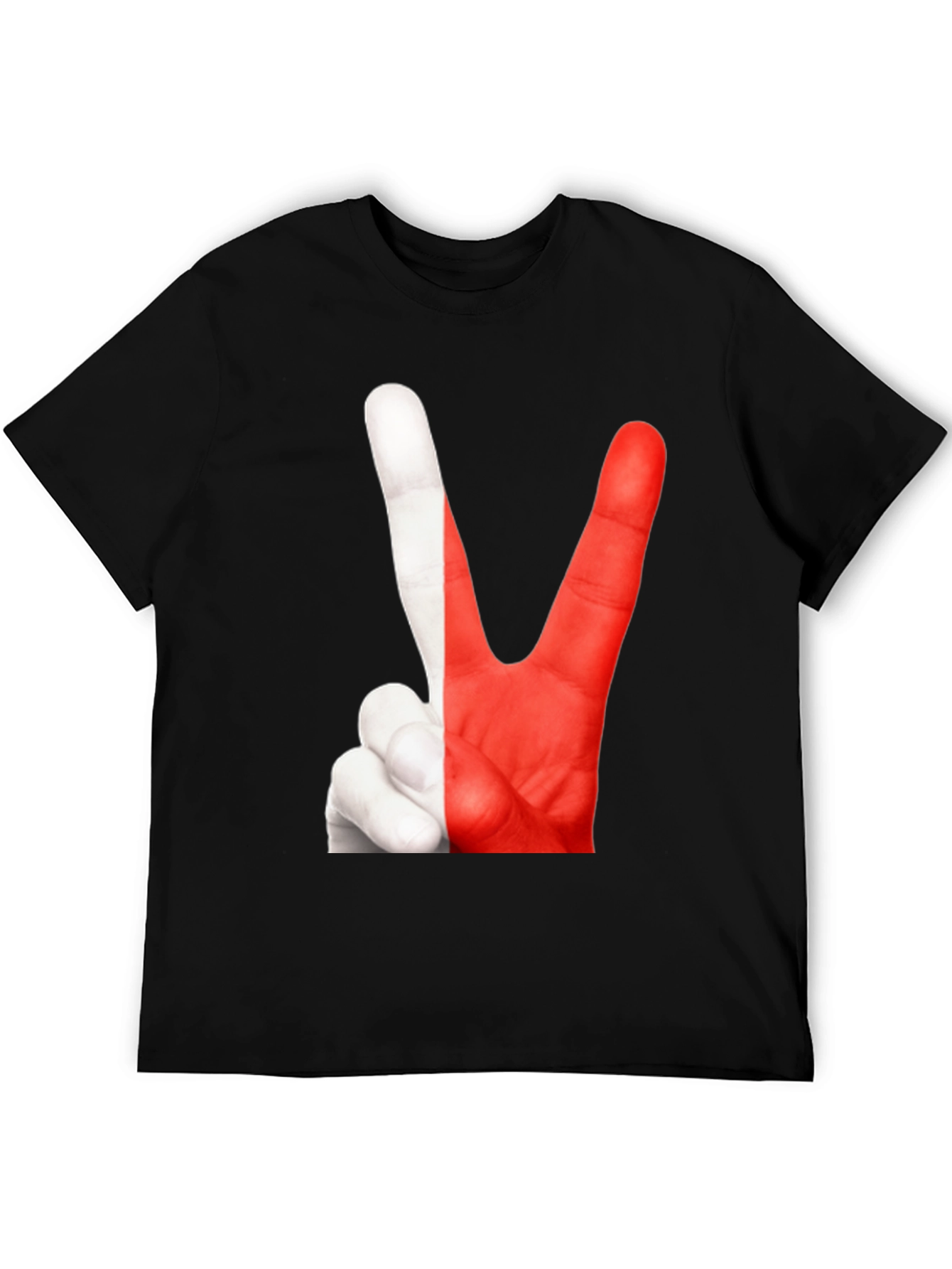 Peace Sign Hand T-Shirt - Poland Flag Colors
