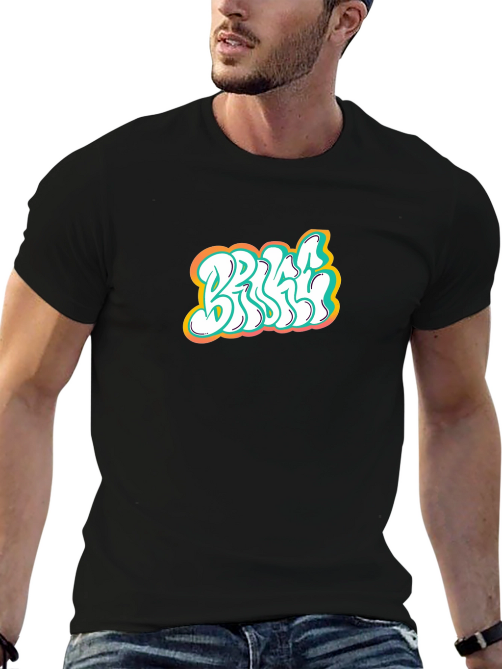 Stylish Graphic Print Black T-Shirt for Men