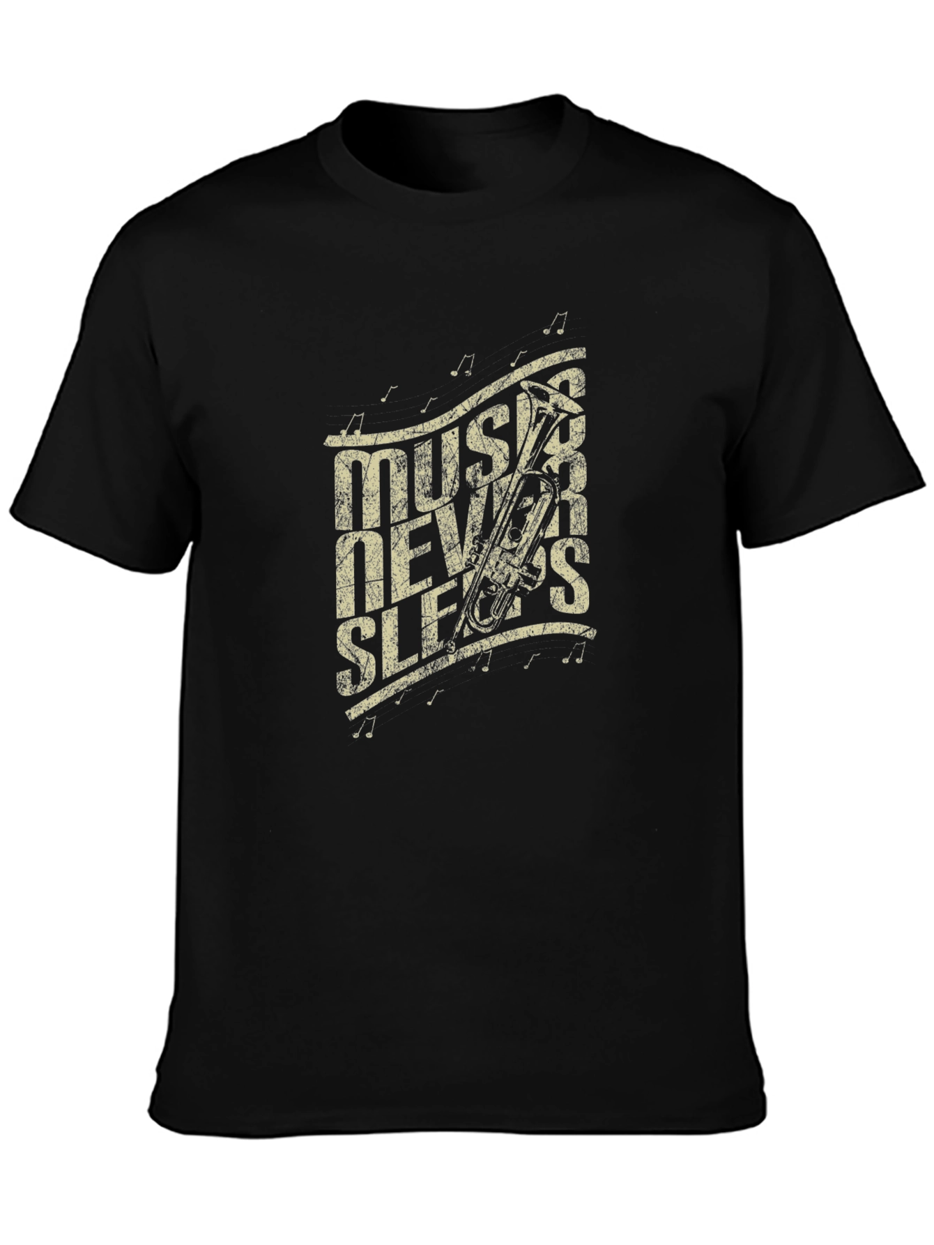 Music Never Sleeps T-Shirt - Band Instrument Graphic Tee