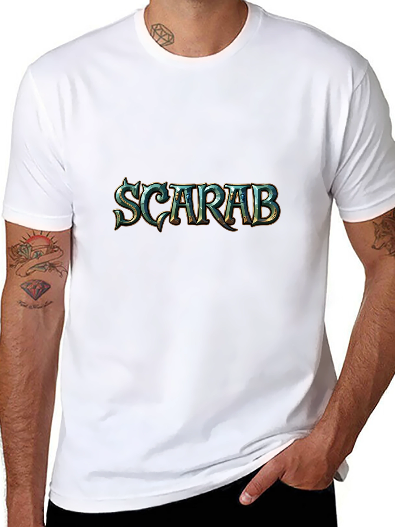 Scarab Beetle Graphic Print Black T-Shirt