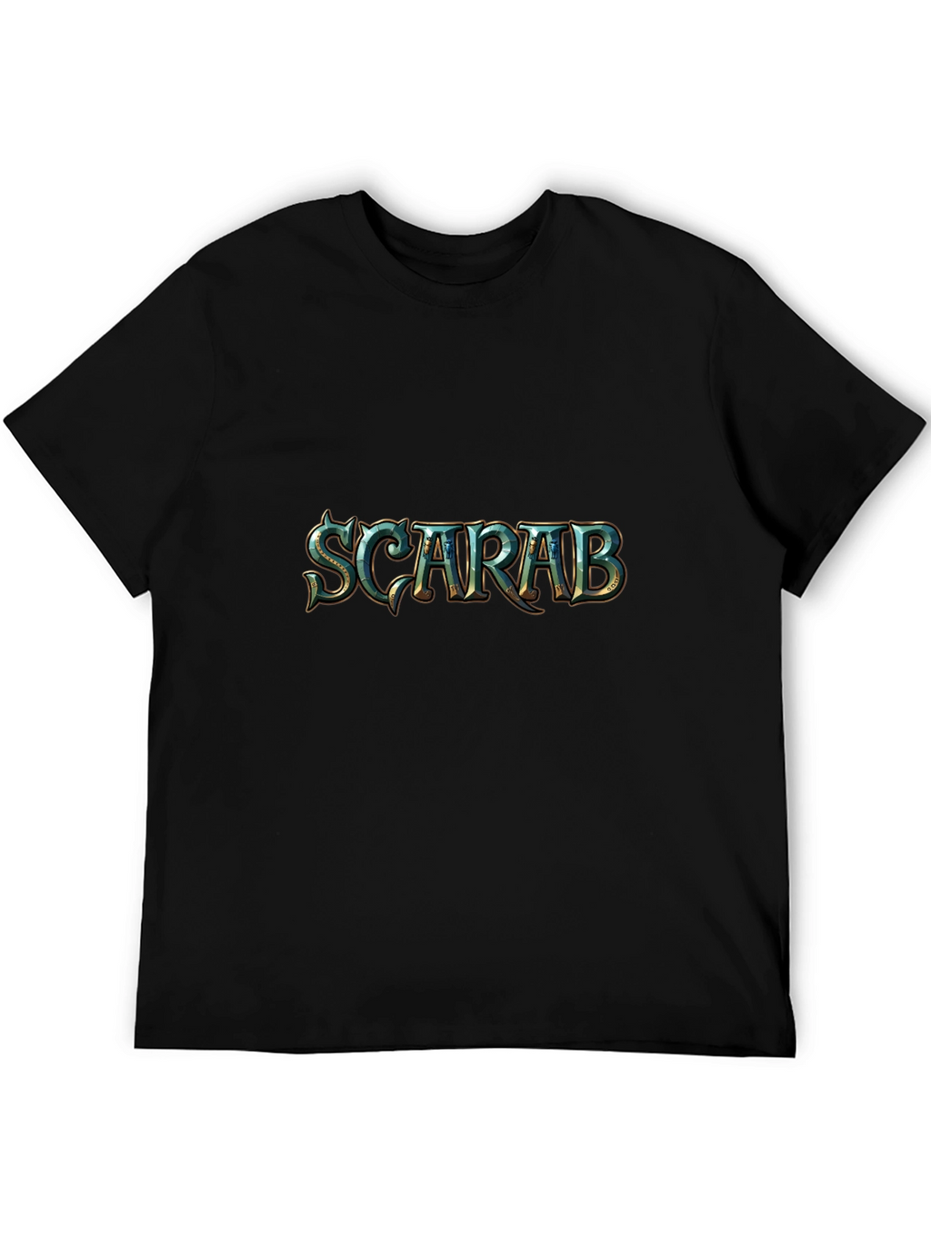 Scarab Beetle Graphic Print Black T-Shirt