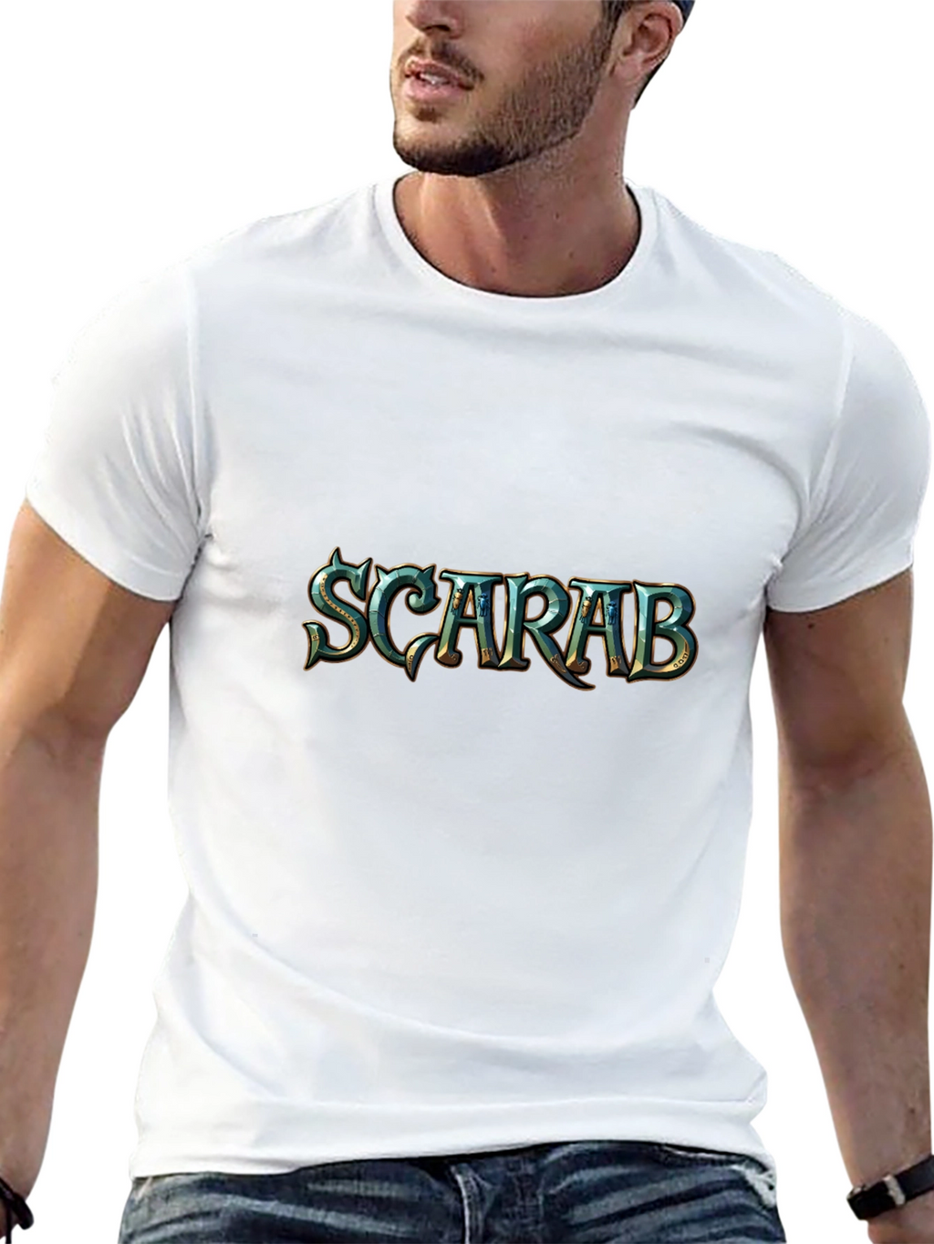 Scarab Beetle Graphic Print Black T-Shirt