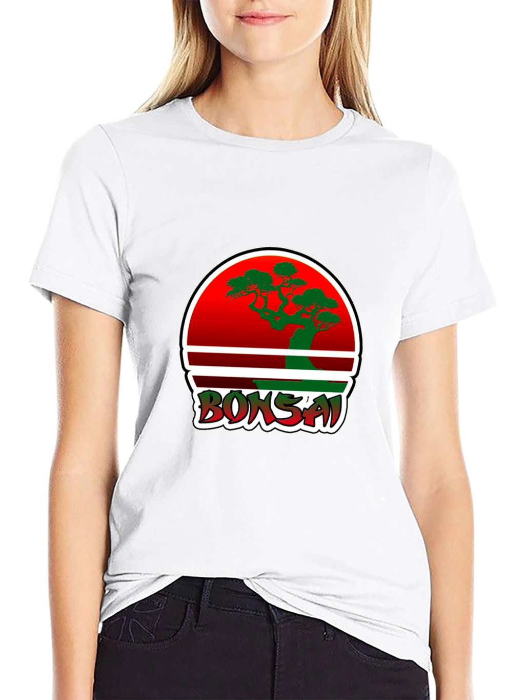 Bonsai Graphic Tee - Red Circle Bonsai Design