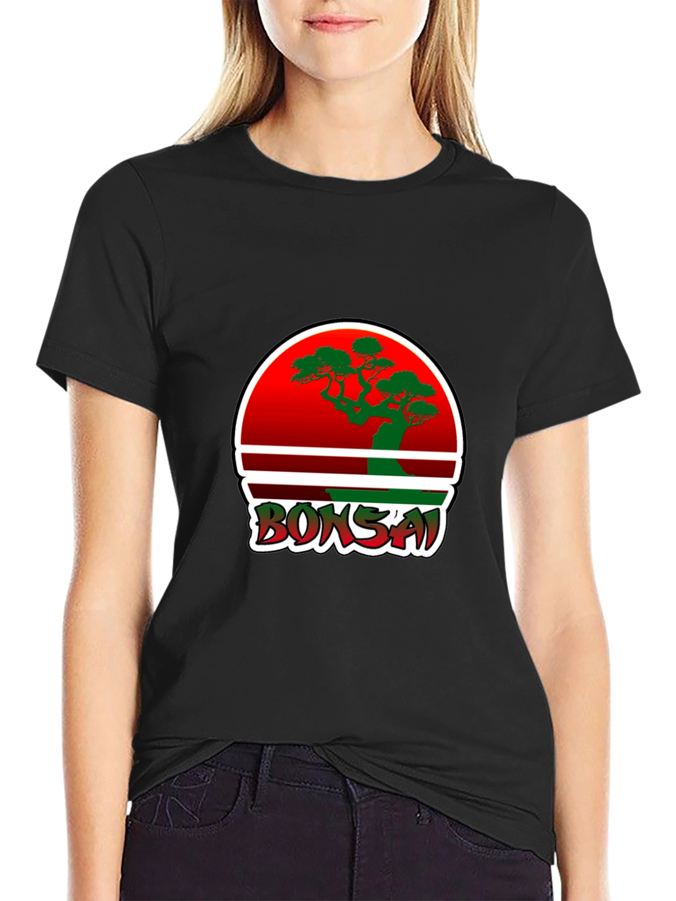 Bonsai Graphic Tee - Red Circle Bonsai Design