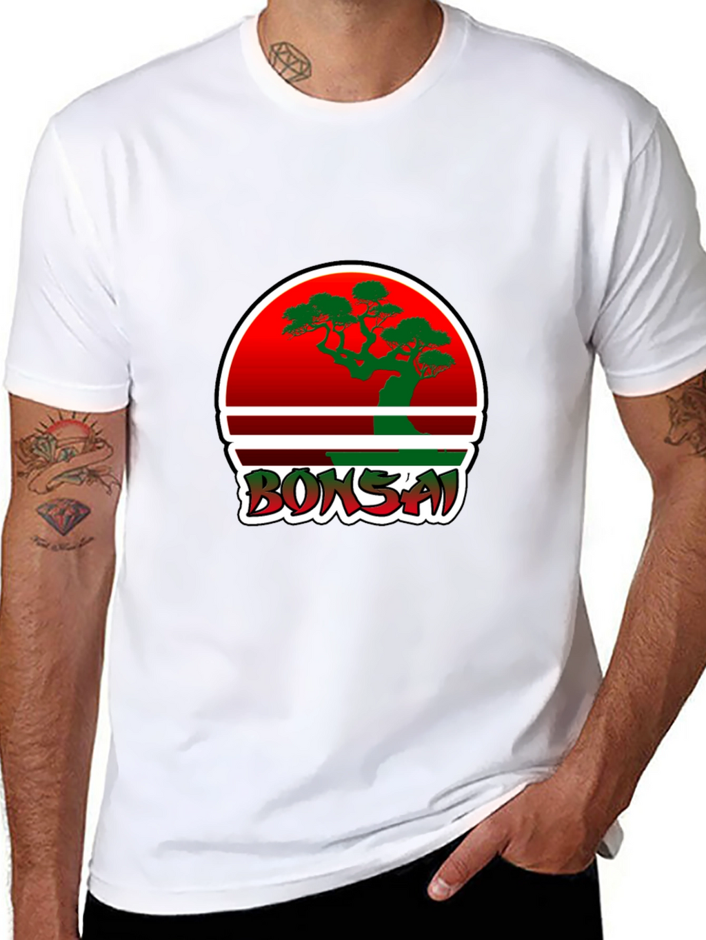 Bonsai Graphic Tee - Red Circle Bonsai Design